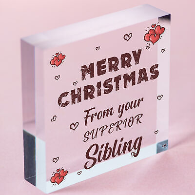 Superior Sibling Funny Christmas Gift For Brother Sister Novelty Wood Heart Gift