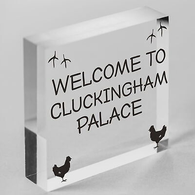 Welcome To Cluckingham Palace Novelty Garden Hanging Plaque Chicken Hen Sign