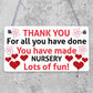 THANK YOU Gift For Nursery Teacher Hanging Sign Plaque Preschool Leaving Gift