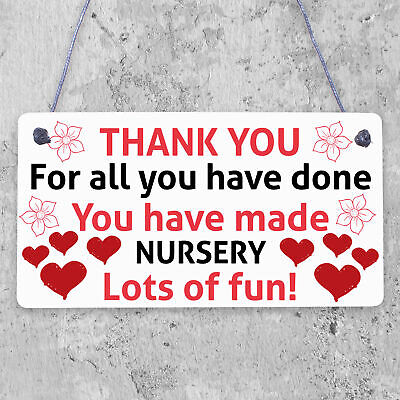 THANK YOU Gift For Nursery Teacher Hanging Sign Plaque Preschool Leaving Gift