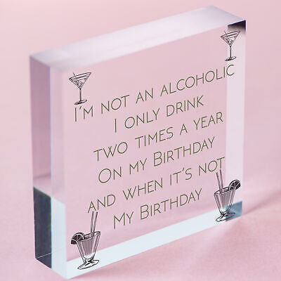 Funny Not An Alcoholic Friend Birthday Gift Beer Gin Wall Plaque Bar Signs