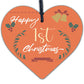 First 1st Christmas Baby Gift Bauble Decoration Handmade Wooden Heart Sign