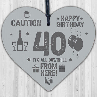 40th Birthday Novelty Funny Gift Wood Heart Gift For Him Her Friendship Gifts