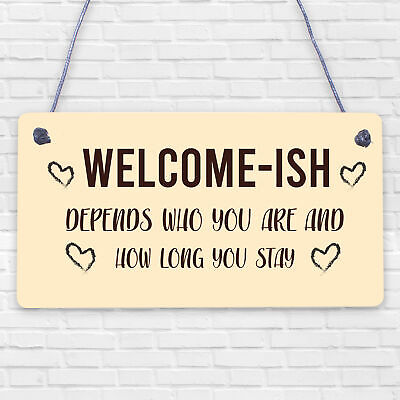 Welcome Sign WELCOME ISH Hanging Door Sign Funny Wall Decor Home Sign