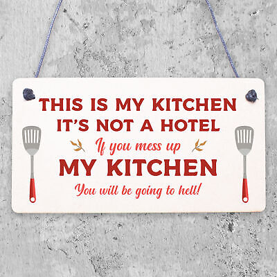 Vintage This Is My Kitchen Funny Plaque Shabby Chic Kitchen Wall Retro Sign Gift