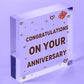 Congratulations On Your Anniversary Wooden Hanging Heart Plaque Love Gift Sign