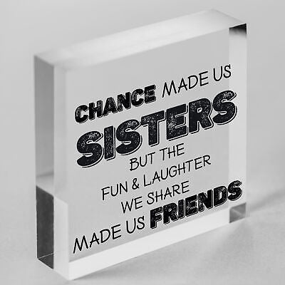 Chance Made Us Sisters Novelty Wooden Hanging Heart Plaque Love Sister Gift Sign