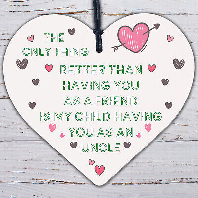 Uncle Gifts Friendship Brother Wooden Heart Chic Plaque Birthday Gift For Uncle