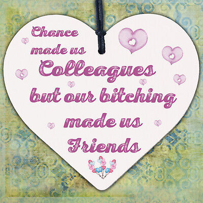 Colleague Friendship Leaving Work Gift Wooden Heart Plaque Friend Thank You Gift