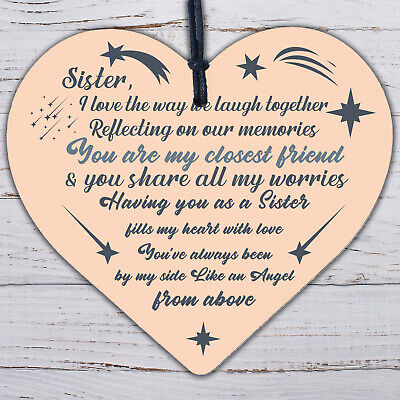 SISTER GIFTS Wood Heart Thank You Keepsake Love Plaque Best Friend Gift For Her