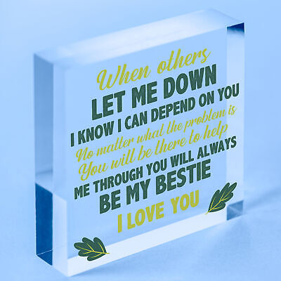 BESTIE Best Friend Friends Plaque Heart Birthday Thank You Mum Daughter Gifts