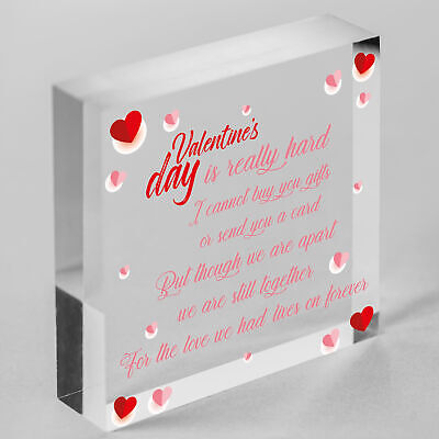 Husband Wife Valentines Day Memorial Graveside Poem Wood Heart Hanging Sign Gift