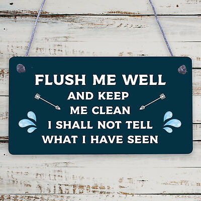 Toilet Flush Me Well Sign Funny Novelty Loo Door Hanging Home Gift Bathroom