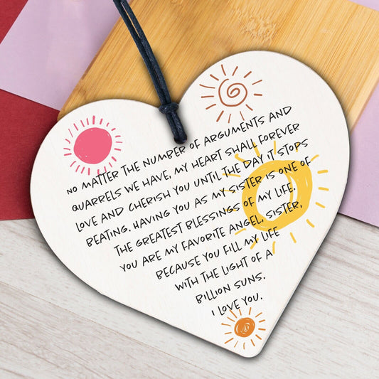 Sister Poem Gifts For Christmas Birthday Wooden Hearts Gift From Brother Sister