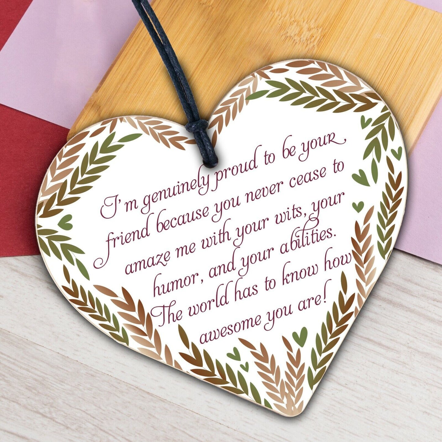 Best Friend Message Wooden Heart Sign Special Occasion Gift Thank You