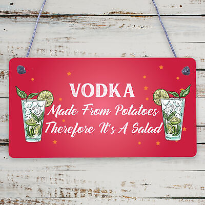 Vodka Salad Funny Alcohol Man Cave Friendship Hanging Plaque Pub Bar Gift Sign