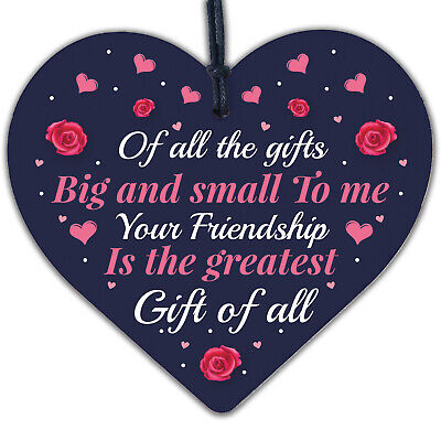 BEST FRIEND Gift Wooden Heart Friendship Plaque Birthday Valentines Gift For Her