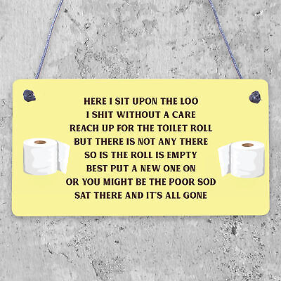 FUNNY Sit Upon The Loo TOILET SIGN Chic Bathroom Door VINTAGE Retro Loo DECOR