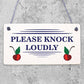 Please Knock Loudly Hanging Door Sign Plastic Contempary Wall Decorative Plaque