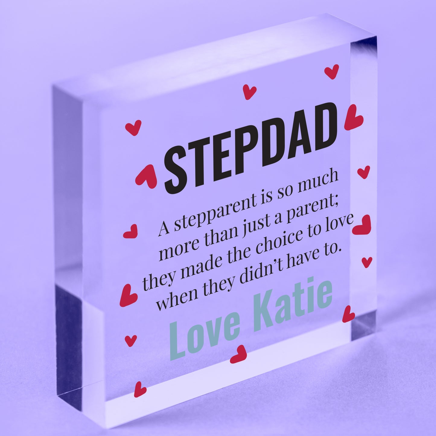 Personalised Step Dad Birthday Christmas Gifts From Son Daughter Clear Block