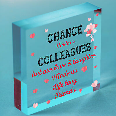 Handmade Chance Made Us Colleagues Wooden Heart Plaque Friend Friendship Gift