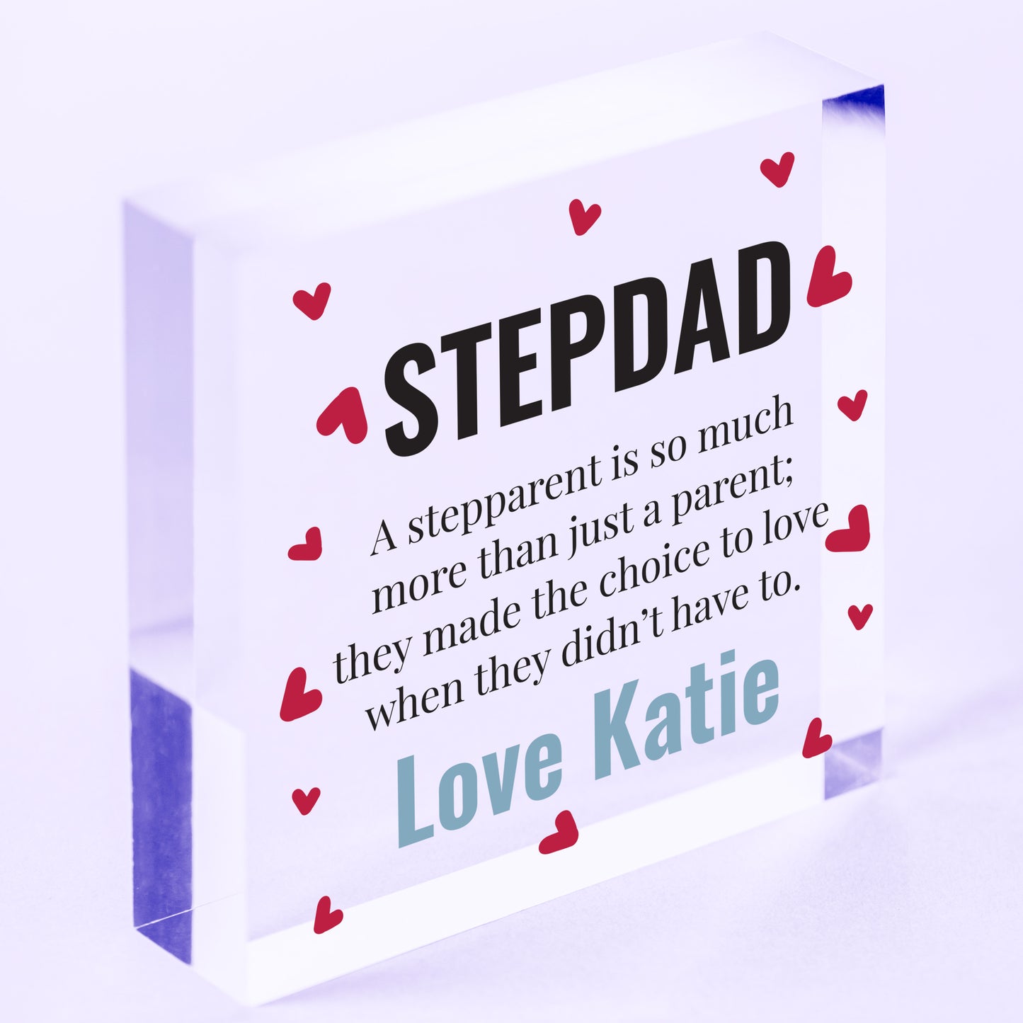 Personalised Step Dad Birthday Christmas Gifts From Son Daughter Clear Block