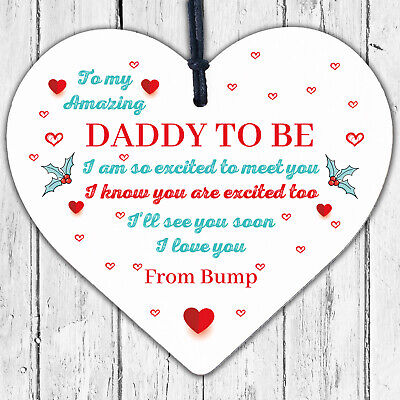 Dad Daddy To Be Gift Funny Novelty Wooden Heart Baby Shower Gift For New DAD