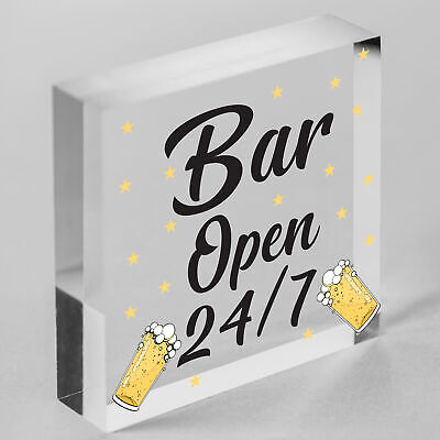 Bar Sign Pub Club Home Bar Open Display Hanging Plaque Kitchen Friendship Gift