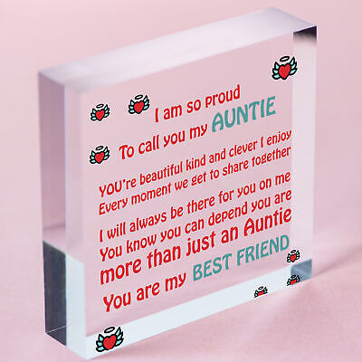 THANK YOU Auntie Christmas Gift Wood Heart Plaque Sister Birthday Gifts For Her