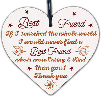 BEST FRIEND Friendship Gift For Friend Birthday Christmas Thank You Wooden Heart