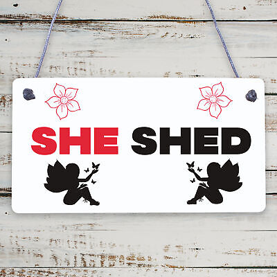 She Shed Woman Cave Garden Mum Sister Friendship Hanging Plaque Home Gift Sign