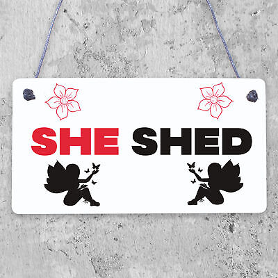 She Shed Woman Cave Garden Mum Sister Friendship Hanging Plaque Home Gift Sign