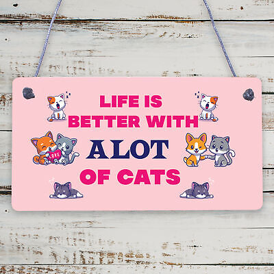 Alot Of Cats Sign Home Funny Crazy Cat Lady Sign Cat Lover Gift Hanging Sign