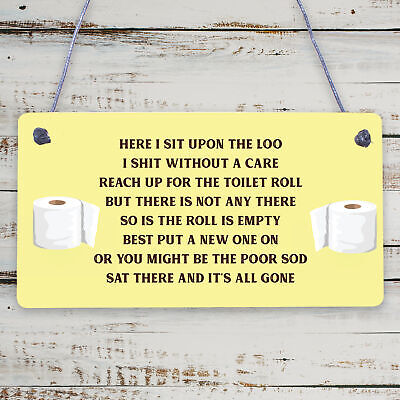 FUNNY Sit Upon The Loo TOILET SIGN Chic Bathroom Door VINTAGE Retro Loo DECOR