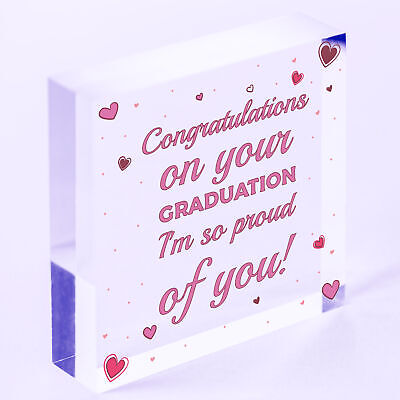 Graduation Congratulations Graduate Degree Wooden Heart Keepsake Gift Plaque