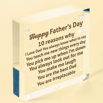 Reasons Why I Love Dad Wooden Heart Fathers Day Gift From Daughter Son Keepsake