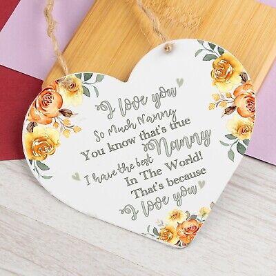 Thank You NANNY Gift For Birthday Christmas Wood Heart Keepsake Grandparent Gift