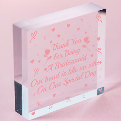 Thank You For Being A Bridesmaid Wooden Hanging Heart Wedding Plaque Gift Sign