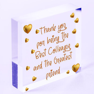 Thank You Wood Heart Plaque Friendship Gift For Colleague Friend New Job Present