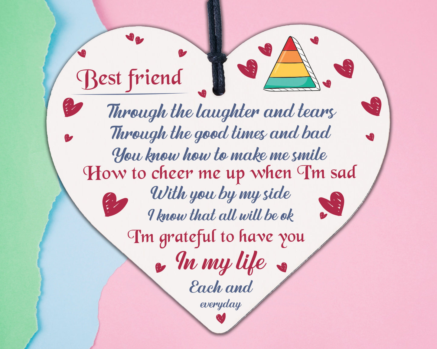 Friendship Gift Best Friend Sign Wooden Hanging Heart Thank You Gift Plaque