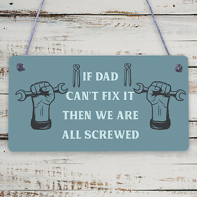 Dad Fix It Man Cave Sign Garage Shed Door Wall Plaque Birthday Xmas Gift For Dad