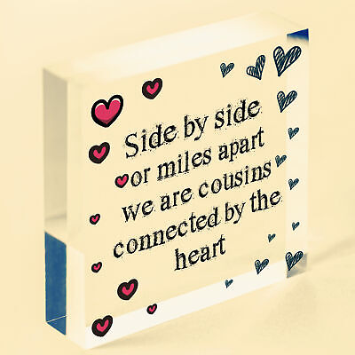 Cousin Birthday Gift Wooden Heart Chic Plaque Keepsake Family Friendship Sign