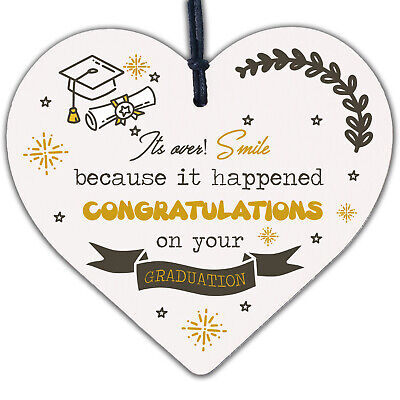 Congratulations On Your Graduation Wood Heart Gift Keepsake Graduate Degree Exam