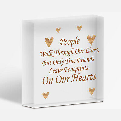 True Friends Leave Footprints On Our Hearts Plaque Best Friends Gift Wooden Sign