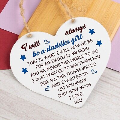 Dad Gift Daddies Girl Fathers Day Wooden Heart Sign Thank You Birthday Daddy