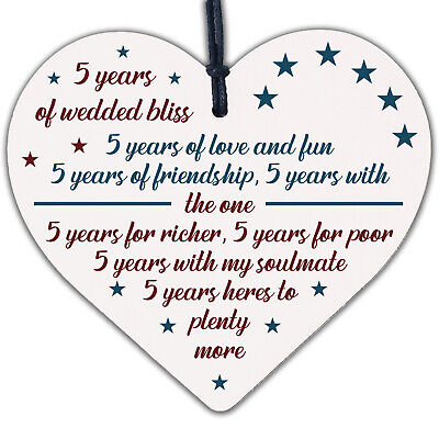 5th Wedding Anniversary 5 Year Wood Handmade Wooden Heart First Wedding Gifts