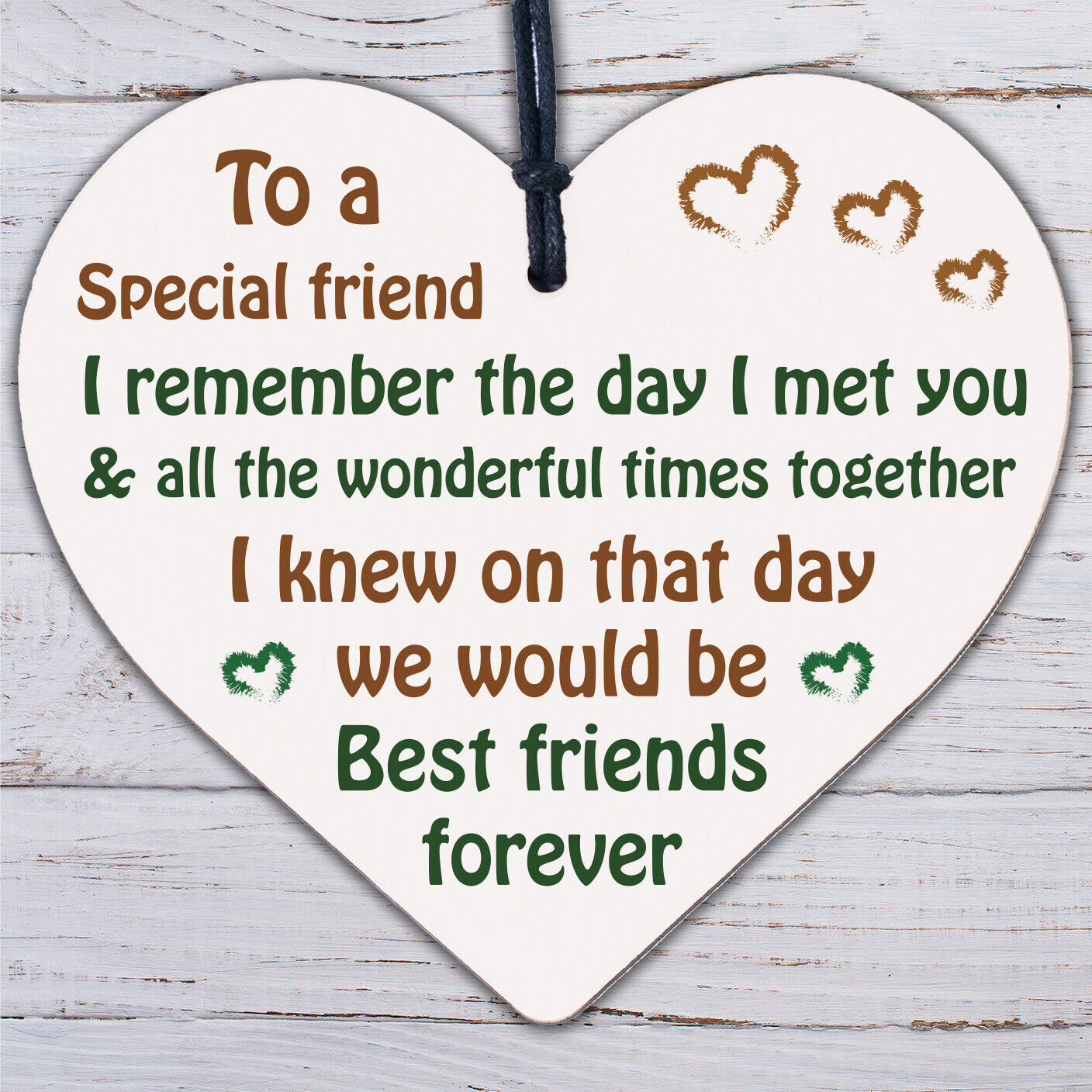 Best Friend Friendship Sign Women Birthday Plaque Chic Wood Heart Thank You Gift