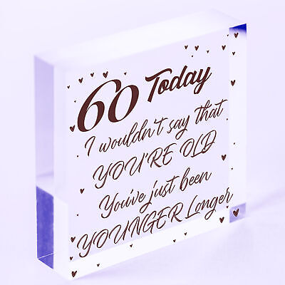 60th Birthday Gifts Funny Novelty Wood Heart Gift For Mum Dad Nan Grandad Uncle