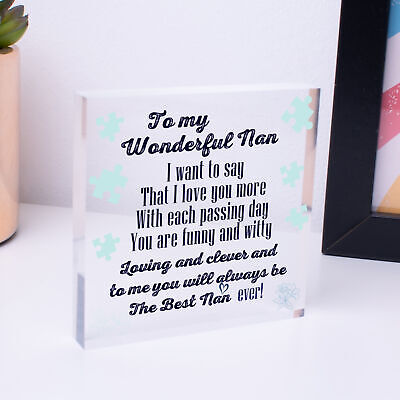 Special Gift For Nan Wooden Heart Nan Birthday Gift Grandparent Plaque Love Sign