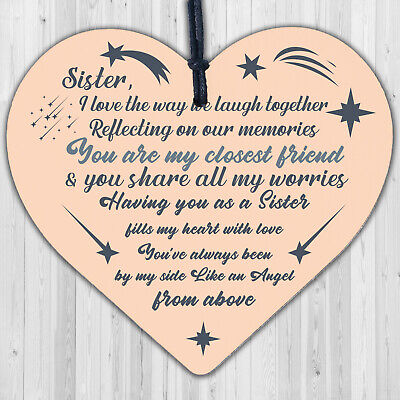 SISTER GIFTS Wood Heart Thank You Keepsake Love Plaque Best Friend Gift For Her